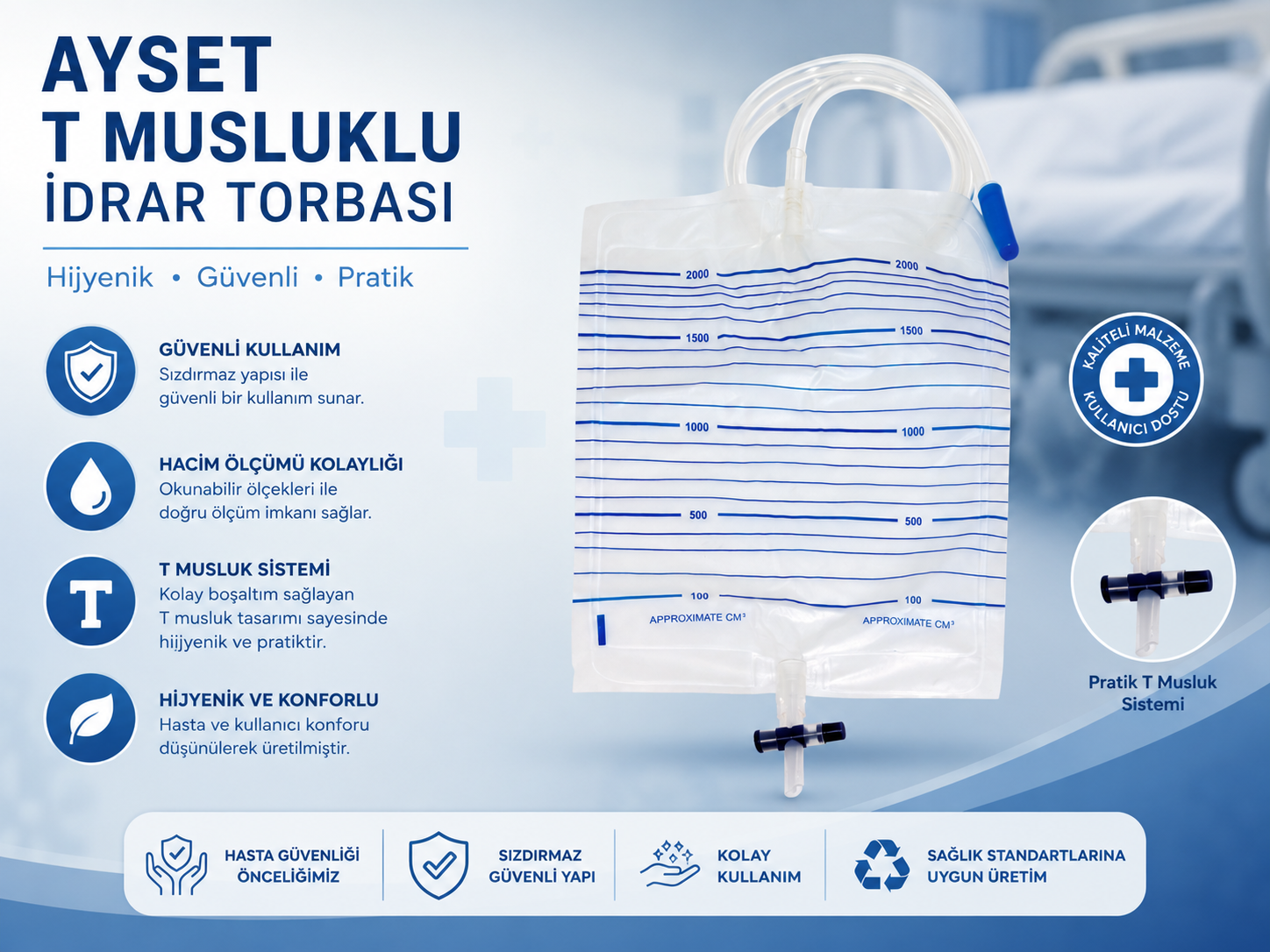 İdrar Torbası Steril T Musluklu