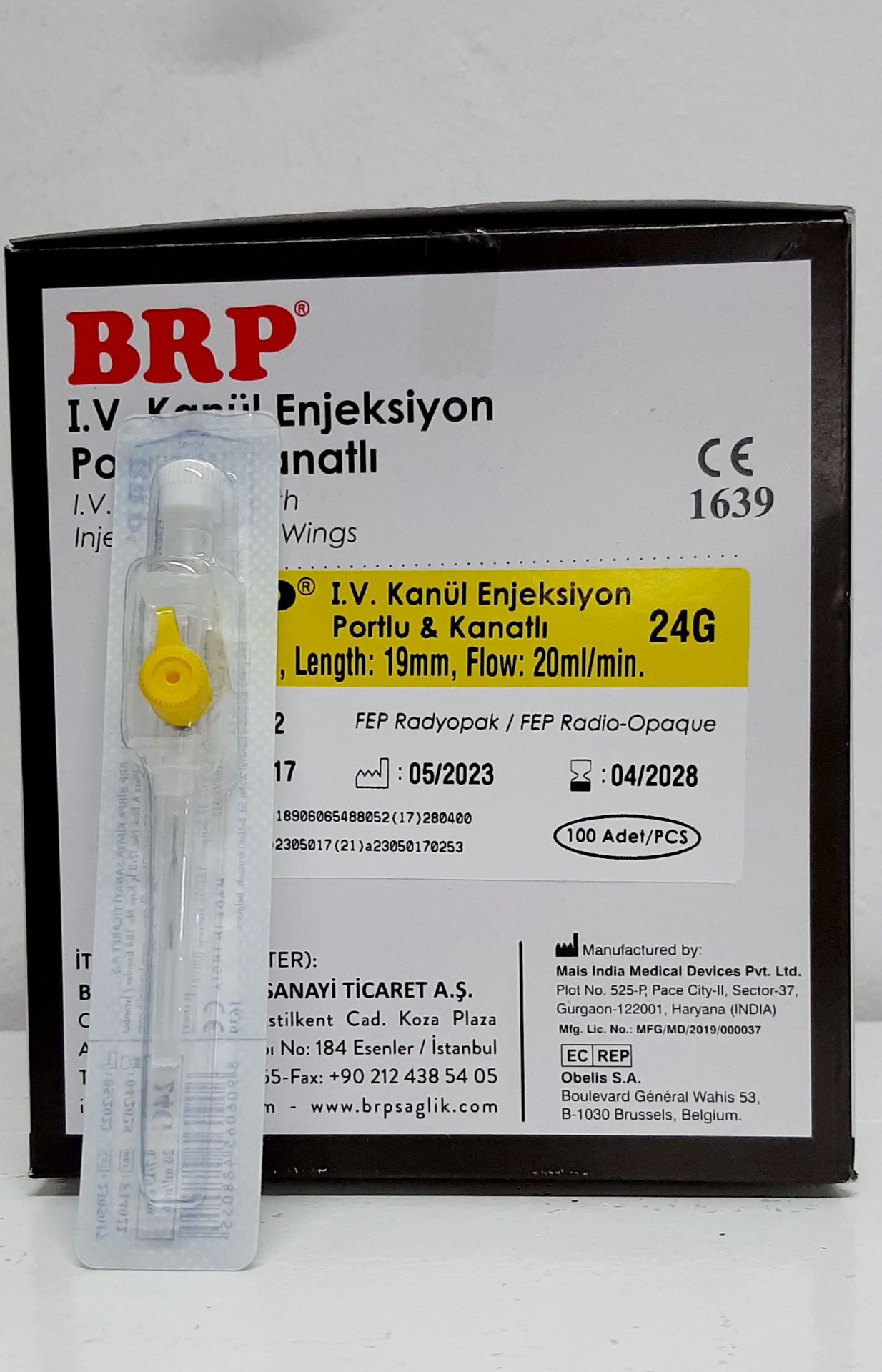 İntraket Branül I.V. Kanül - 100 Adet No:24(Sarı)