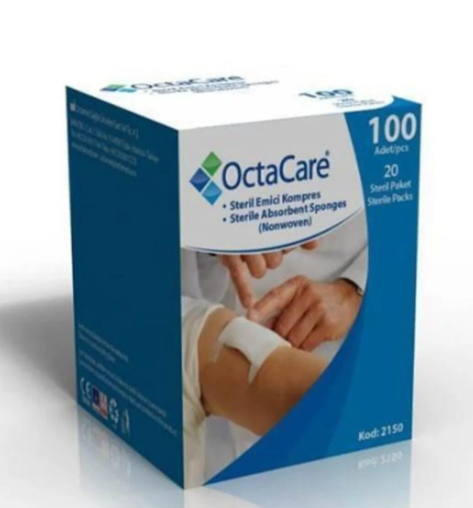 Octacare Steril Emici Kompres Spanç Non-Woven 7,5cmx7,5cm- 100 lü