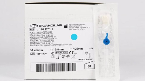 Bıçakçılar İntraket Branül I.V. Kanül Portlu Mavi NO:22 - 50 Adet