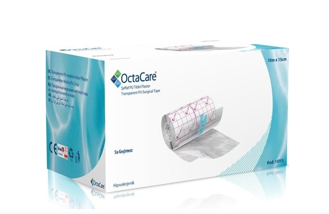Octacare Şeffaf Su Geçirmez Flaster (PU) 10m x 15cm