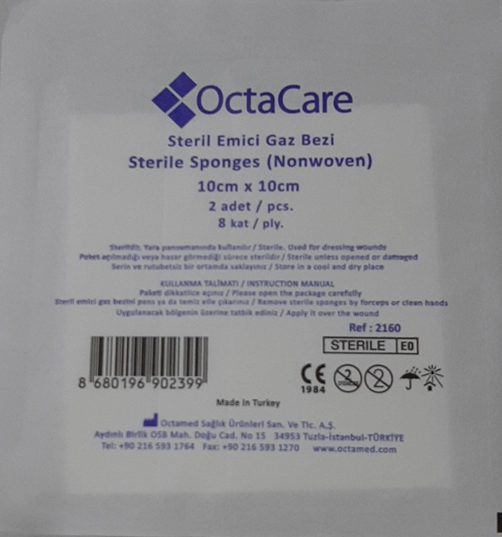 Steril Nonwoven Emici Gaz Kompres Spanç 10cmx10cm 8 kat-10 Adet