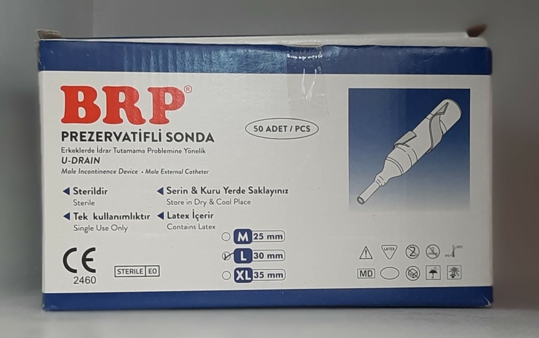 Prezervatifli Sonda Large 30 mm  U-Drain - 1 Adet