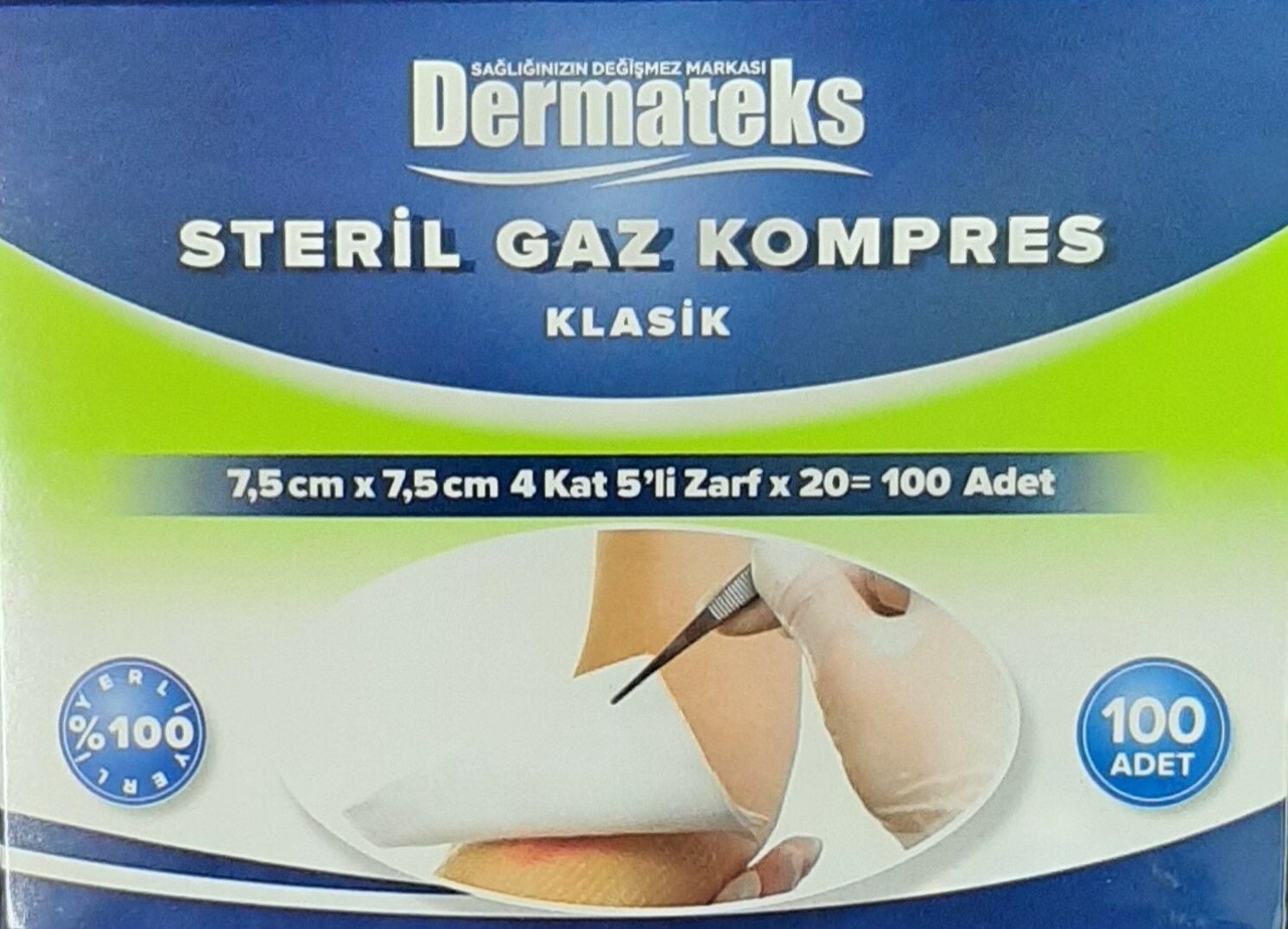 Steril Spanç Gaz Kompres 7,5x7,5cm 4 Kat 100 lü