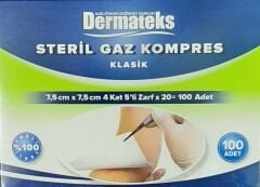 Steril Spanç Gaz Kompres 7,5x7,5cm 4 Kat 100 lü