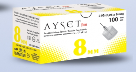 Ayset Fine İnsülin Kalem İğnesi 8 MM - 100 Adet