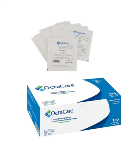 Steril Nonwoven Emici Gaz Kompres Spanç 10cmx10cm 8 kat-150 Adet