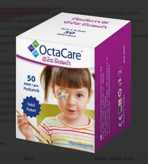 Çocuk Göz Bandı Pediatrik 50'li Kız