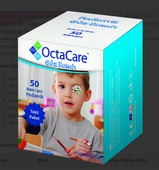 Çocuk Göz Bandı Pediatrik 50'li Erkek