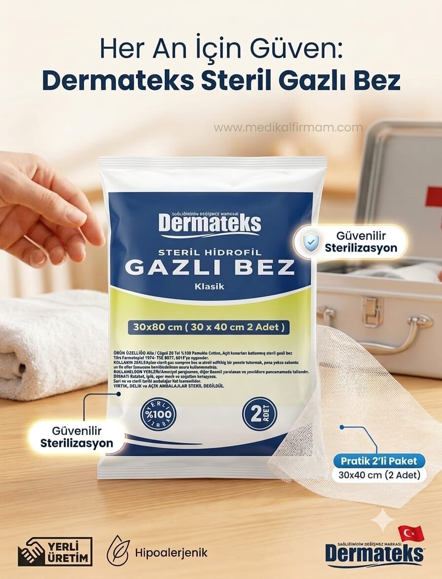Steril Hidrofil Spanç Gazlı Bez 30x80 cm Paket içi 2 Adet