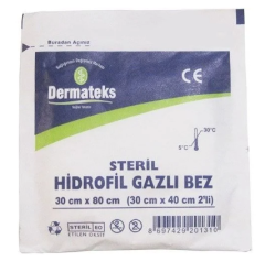 Steril Hidrofil Spanç Gazlı Bez 30x80 cm Paket içi 2 Adet