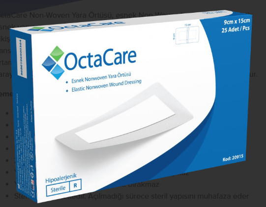 Octacare Esnek Nonwoven Yara Örtüsü 9cm x 15cm - 1 Adet