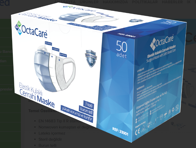 Cerrahi Maske Elastik Kulaklı - 50 Adet