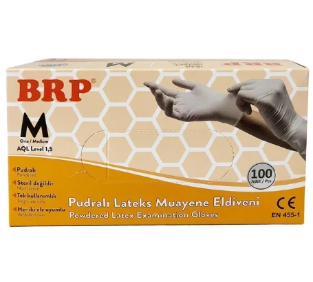 Lateks Pudralı Muayene Eldiveni Medium - 100 lü