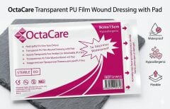 Octacare Şeffaf PU (Su Geçirmez) Yara Örtüsü 9cm X 15cm- 1 Adet