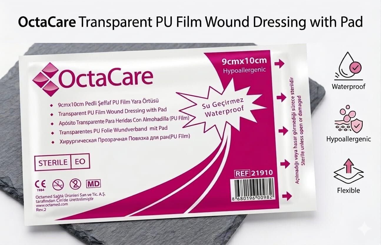 Octacare Şeffaf PU (Su Geçirmez) Yara Örtüsü 9cm X 10cm- 1 Adet