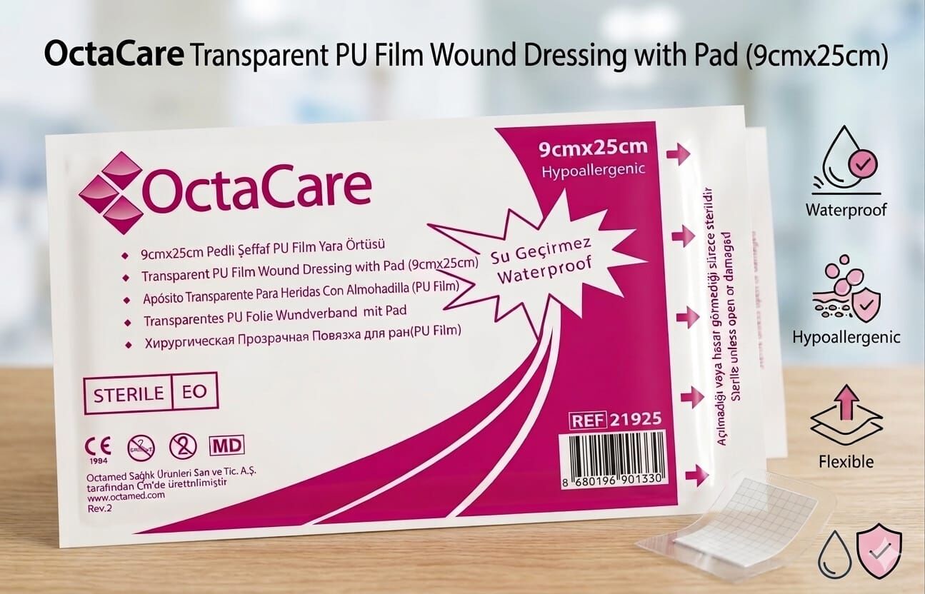 Octacare Şeffaf PU (Su Geçirmez) Yara Örtüsü 9cm X 25cm- 1 Adet