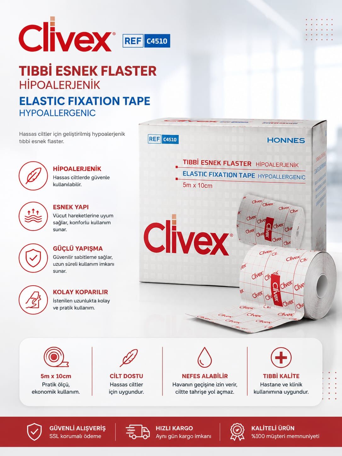 Clivex Tıbbi Esnek Flaster 5m x 10cm