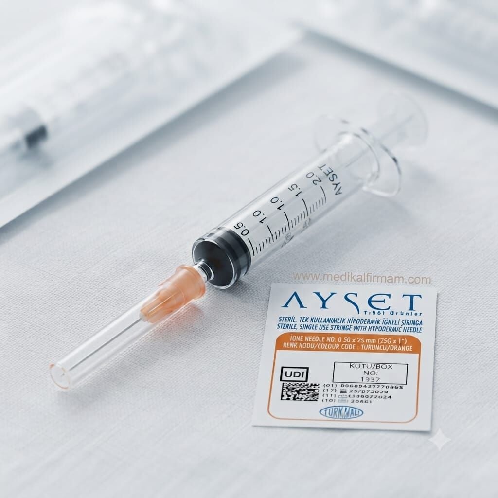Ayset 2 ml Enjektör 3P Turuncu İğne - 300 Adet