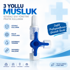 Ayset Üç Yollu Musluk Mavi